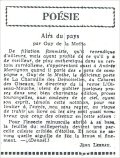 Les Nouvelles Littéraires,  5 août 1939
