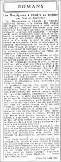 Les Nouvelles Littéraires,  8 décembre 1934