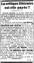 Les Nouvelles Littéraires,  19 octobre 1935
