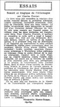Les Nouvelles Littéraires,  20 août 1938