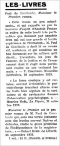 Bec et Ongles,  25 novembre 1933