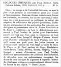 La Quinzaine critique,  25 décembre 1929