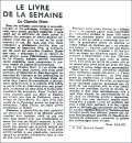Les Nouvelles Littéraires,  3 décembre 1938