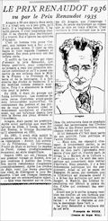 Les Nouvelles Littéraires,  12 décembre 1936