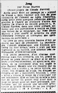 Les Nouvelles Littéraires,  15 septembre 1934