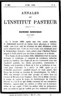 Annales de l'Institut Pasteur,  avril 1938