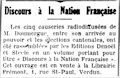 Le Bulletin Meusien,  13 octobre 1934