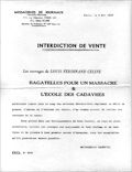 Circulaire adressée aux libraires par les Messageries Hachette, 4 mai 1939