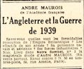 L'OEuvre,  8 octobre 1939