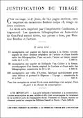 Justification du tirage de l'édition illustrée annoncée,  mars 1935